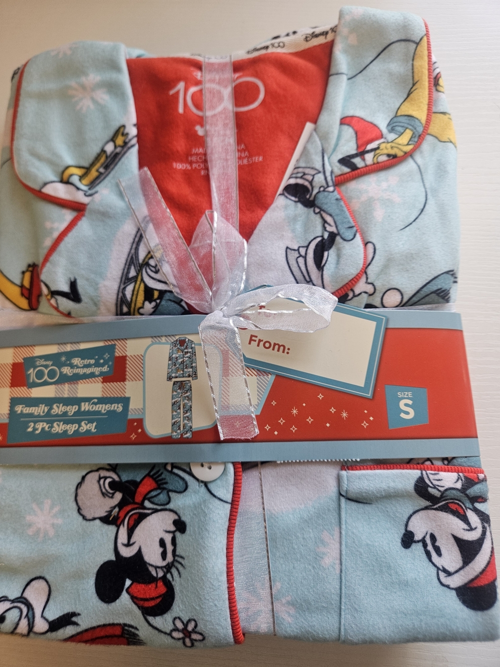Disney Light Blue Mickey & Friends Fleece 2-Piece Pajama Set with Red Trim